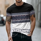 Χαμηλού Κόστους 3D μπλουζάκια-Ανδρικό T-shirt με έθνικ γεωμετρικό σχέδιο, χρωματικό μπλοκ, κοντομάνικο, στρογγυλή λαιμόκοψη, casual, γραφικό μπλουζάκι, ρούχα, ένδυση, s m, xl, xxl, xxl, xxxl