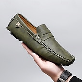 billiga Casual loafers-Herrloafers i läder – bekväma slip-ons för vardagsbruk, kontor och resor