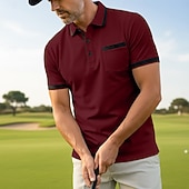 abordables Polo de golf pour homme-Homme Chemises Polo Gaufre Polo Occasionnel Formel Col à bandes Manche Courte Mode Couleur Unie Texturé Bloc de Couleur Boutons Été Automne Printemps &amp; Automne Coupe Slim Blanche Rouge Bordeaux bleu