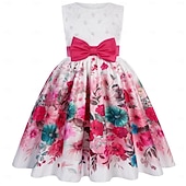 billiga Festklänningar-Barn Flickor Festklänning Grafisk Ärmlös Kortärmad Speciellt Tillfälle Prinsessa Polyester Festklänning Sommar Vår Barn Gul Purpur Rosenröd