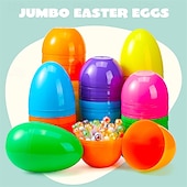 cheap Novelty Toys-18/30 Pcs Large Plastic Easter Eggs, 4.8 Inch Colorful Jumbo Fillable Eggs for Easter Egg Hunt, Easter Basket Stuffers, Basket Fillers, Party Favors, Classroom Prizes, Treat Candy Containers