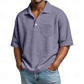 Χαμηλού Κόστους Κλασικό Πόλο Ανδρών-Ανδρικά Πουκάμισο γκολφ Μπλουζάκι πόλο με πλέξη βάφλα Causal Επιχείρηση Κλασσικά Κοντομάνικο Μοντέρνα Συμπαγές Χρώμα Σκέτο Κουμπιά Καλοκαίρι Άνοιξη Όλες οι εποχές Κανονικό