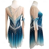 halpa Taitoluistelupuvut-Fleecetakki taitoluisteluun Taitoluistelupuku Naisten Luistimet Hameet Järvensininen Tilkkutäkki Peukalonreikä Elastinen Kouluts Kilpailu Luisteluasu Klassinen Kristalli / Strassi Pitkähihainen