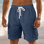 economico Pantaloncini casual-Per uomo Shorts Pantaloncini casual Pantaloncini di velluto a coste Tasca Elastico in vita Semplice Comodità Traspirante Corto All'aperto Vacanza Abbigliamento quotidiano Moda Streetwear Blu Nero