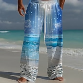 ieftine Pantaloni casual cu imprimeu pentru bărbați-Bărbați Ocean Peisaj Mare Pantaloni Pantaloni largi Pantaloni casual Talie medie Hawaiană În aer liber Vacanță Costum de plajă Talie elastică cu șnur Pantaloni din material textil cu buzunare Var