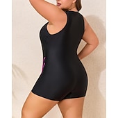 tanie Rash guardy One Piece-Damskie Standard Kostiumy kąpielowe Plus Size Jednoczęściowe rashguardy Strój kąpielowy Blokowanie kolorów Zapiąć na zamek błyskawiczny Ochrona UV Elastyczny Bez rękawów Kąpielówki Body Surfing