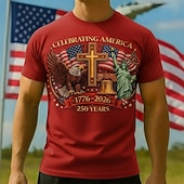 billige Herrekolleksjon-Patriotisk T-skjorte Grafisk T-skjorte Frihetsgudinnen Amerikansk flagg Frihetsklokken Retro / vintage Patriotisk T-skjorte 1776–2026 til Herre Voksne 3D-utskrift for Uavhengighetsdag 4. juli
