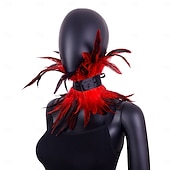 cheap Accessories-Carnival 2026 Rio Carnival Samba Accessories Women's Red Feather Choker Collar, Gothic Vampire Devil Costume Necklace Brazil Festival Performance Costume