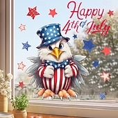  Confezione da 2 adesivi per vetrine, decorazione per vetrine, adesivi elettrostatici rimovibili per il giorno dell'indipendenza americana, festa nazionale, giorno dell'aquila