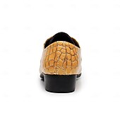 economico Scarpe Derby-scarpe eleganti da uomo con stampa coccodrillo gialla, design in similpelle con lacci, stile lussuoso e distintivo, adatte per eventi formali e occasioni speciali