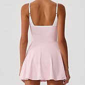 preiswerte Damenkleid-Damen Einfarbig Tenniskleid Tennisröcke mit Shorts Sportkleid Ärmellos Patchwork Rückenfrei Stoßdämpfung Atmungsaktiv Tennis Laufen Fitness Rundausschnitt Kleid Schwarz Rosa Pink Tennisbekleidung