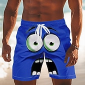 economico Retro Vintage &amp; Etica-Per uomo Fantasia "Cartone 3D" Faccia Sorridente Grandi occhi Costumi da bagno Pantaloncini da mare Pantaloncini da Surf Misura del girovita medio Divertente All'aperto Vacanza Abbigliamento
