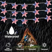  Luzes decorativas comemorativas do bicentenário dos Estados Unidos, cordão de luzes patrióticas de 3 metros para o Dia dos Veteranos, adequadas para decoração de interiores e festas comemorativas