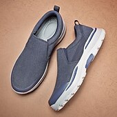 voordelige Slip-On Casual Schoenen-Grijze instapschoenen voor heren, lichtgewicht en ademend gebreid bovenwerk, comfortabele zool met demping, moderne casual stijl voor dagelijks gebruik en reizen.