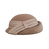 cheap Party Hats-Women's Wedding Hats Elegant Wool Bucket Hats with Satin Bowknot Fedora Vintage for Tea Party Ladies Day Headpiece Headwear