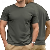 billige grunnleggende t-skjorter-Herre 100 % bomulls-T-skjorte Kort Erme Crew-hals Sommer Vår &amp; Vinter Helfarge عادي Mote Designer Grunnleggende Grunnleggende Ren Avslappet Feriereise Gate Kamel Grå Topp T-skjorte for menn