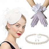 cheap Fascinators &amp; Hats-Gloves Necklace Fascinator Hat Gentlewoman Feather Fancy Dress Women's Masquerade Ascot Horse Racing Festival Adults' Headpiece All Seasons