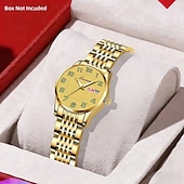 billiga Kvartsklockor-Klassisk Damklocka Original Kvarts Klocka Rhinestone Urskiva Luminös Datum och Kalenderfunktion Trendig Moderiktiga Affärsluxusklocka Bästa Val för Födelsedagspresent Mors Dag