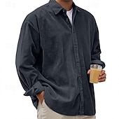 Χαμηλού Κόστους ανδρικό πουκάμισο με κουμπιά-Ανδρικά Πουκάμισο Casual πουκάμισο Κοτλέ πουκάμισο Πουκάμισο με κουμπιά Μαύρο Λευκό Βαθυγάλαζο Θαλασσί Βυσσινί Μακρυμάνικο Απορρίπτω ΕΞΩΤΕΡΙΚΟΥ ΧΩΡΟΥ Δρόμος Ρούχα Βίντατζ Καθημερινό