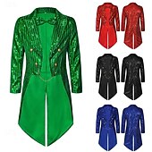 voordelige Bovenkleding-St. Patrick 2026 Punk &amp; Gothic Middeleeuws Jas Jack Rok Lange Mouwen Prins Elf Edelman Pailletten Kostuum Voor heren Koninklijk Stoompunk Halloween Carnaval Maskerade Evenement / Feest Maskerade