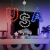  Et sett med 3-pakning med vinduslysdekorasjoner i stil med 4. juli, batteridrevet rød, hvit og blå, opplyst med amerikansk flagg og sugekopp til 4. juli, minnedagen, patriotisk høytid, innendørs og