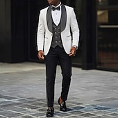 رخيصةأون بدلات الحفلات-ملك الرجال توكسيدو بدلات الحفلات زفاف الشاطئ حفل زفاف ربيعي وردي بلاشيهغ عنابي للربيع والصيف بدلة فتحت الصدر عريضة موضة كاجوال بقع قياس نحيل 3 قطعة مجموعة زر واحد صدر واحد