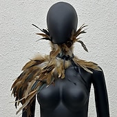 economico Accessori-Accessori Samba Carnevale 2026 Rio Carnevale Mantello Stola Piume Bianche Donna con Collo Alto Costume per Festival in Brasile