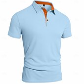 baratos Polo Clássico Masculino-Homens Textura Polo Malha Waffle Casual O negócio Clássico Manga Curta Moda Moderno Côr Sólida Botões Verão Primavera Todas as Estações Normal Branco Textura