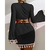 economico Surfing Tankinis &amp; Bikinis-Per donna Bikini Top bikini con scollo all'americana Costume da bagno Tinta unita Con copertura Protezione UV Asciugatura Rapida Alta elasticità Manica Lunga Costume da Bagno Costume da bagno Surf