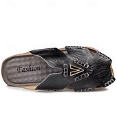 economico Sandali casual-sandali da uomo in similpelle marrone, tomaia cucita a mano, plantare comodo, stile casual rilassato, adatti per il tempo libero estivo e per l'uso interno