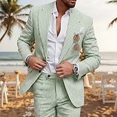  Мужские деловые пляжные свадебные костюмы из секрета с пикантным лацканом розовый небесно-голубой легкие полосатые костюмы с приталенным кроем 2 предмета однобортные на двух пуговицах