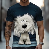economico Magliette con stampa animale-Per uomo Animale Cane Divertente Maglietta Manica Corta maglietta Stampa 3D Girocollo Camicia Esagerato Designer Feste Ferie Blu Verde Estate Primavera Abbigliamento S M L XL XXL XXXL