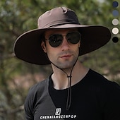 Недорогие Головные уборы для активного отдыха-Муж. Рыбалка Шляпа Шляпа для туризма и прогулок Шляпа буни Широкий край Лето На открытом воздухе УФ-защита от солнца Защита от солнечных лучей С защитой от ветра UPF50+ Кепка Солома