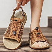 economico Infradito da Vacanza-sandali da uomo color cuoio con cinturini regolabili, traspiranti e comodi, ideali per attività estive all'aperto e vacanze