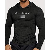 voordelige Hardloop T-shirts en Tanktops-Voor heren Brief Hardloopshirt Compressieshirt Lente Herfst Lange mouw Sneldrogend Compressie Vochtregelerend Sportschooltraining Actieve training Oefening Zwart Grijs Sportkleding Sportkleding