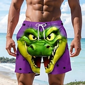  Homens Desenho Animado Crocodilo Engraçado Calção Justo de Natação Shorts de Natação Bermuda de Surf Cintura Média Havaiana férias na praia Bolsos laterais Forro de malha Cintura elástica com cordão