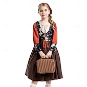  250e jubileum VS 19e eeuw jaren 1800 Prairiejurk Lange Mouwen Pionier Meisje Koloniaal Pionier Onafhankelijkheidsoorlog Kostuum Voor meisjes Halloween Carnaval 4 juli Kinderen Kleding Schort