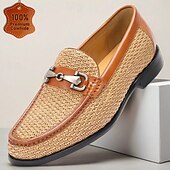 ieftine Mocasini din piele premium-Mocasini eleganți din piele pentru bărbați - design țesut cu detalii din piele, ideali pentru ocazii casual și semi-formale