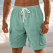 economico Pantaloncini casual-Per uomo Shorts Pantaloncini casual Pantaloncini di velluto a coste Tasca Elastico in vita Semplice Comodità Traspirante Corto All'aperto Vacanza Abbigliamento quotidiano Moda Streetwear Blu Nero
