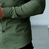billige ikke-jernskjorter for menn-Herre Skjorte Dresskjorter Skjorte uten jern Skjorte med knapper عادي Daglig Virksomhet Grønn Langermet Aftæpning Alle årstider Klær