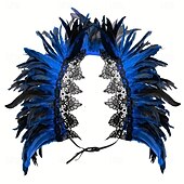 olcso kiegészítők-Carnaval 2026 Rio Carnaval Szamba Kiegészítők női fekete tollas vállkendő csipke applikációval Brazíliai Fesztivál Előadói Jelmez