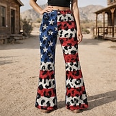  250-jähriges Jubiläum USA Retro Vintage 1970er Hose Schlaghosen Hippie Disco Hohe Taille Kostüm Damen Maskerade 4. Juli Party Unabhängigkeitstag Erwachsene Hose