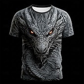  Męskie Zwierzę Smok 3D Podkoszulek Krótki rękaw Podkoszulek Druk 3D Półgolf Koszula Przesadny Designerskie Impreza Święto Niebieski Czerwony Fioletowy Lato Wiosna Odzież S M L XL XXL XXXL