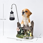 economico Illuminazione vialetto-1 pezzo di luce solare impermeabile per esterni a forma di cane, decorazione per giardino, prato, vialetto, luce solare da giardino in resina a forma di cucciolo, illuminazione d'accento per