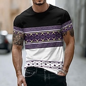 Χαμηλού Κόστους 3D μπλουζάκια-Ανδρικό T-shirt με έθνικ γεωμετρικό σχέδιο, χρωματικό μπλοκ, κοντομάνικο, στρογγυλή λαιμόκοψη, casual, γραφικό μπλουζάκι, ρούχα, ένδυση, s m, xl, xxl, xxl, xxxl