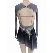 economico Abiti da Pattinaggio Artistico-Abito da pattinaggio artistico Per donna Ragazze Pattinaggio sul ghiaccio Vestito Black Sliver Foro per il pollice Schiena aperta Rete Alta elasticità Allenamento Competizione Vestiti da pattinaggio