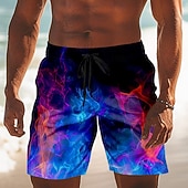 economico Stampa Geometrica-Per uomo Illusione ottica Fiamma Bagliore al neon Costumi da bagno Pantaloncini da mare Pantaloncini da Surf Misura del girovita medio Moda Casual All'aperto Vacanza Abbigliamento Quotidiano Tasche