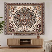baratos Tapeçarias de Parede-Tapeçaria de parede vintage estética com árvore da vida, fundo floral botânico da natureza, decoração boêmia para quarto, arte de parede grande para decoração de apartamento ou dormitório.