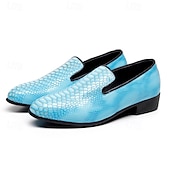 Χαμηλού Κόστους Μπαλαρίνες-Ανδρικά μπλε μοκασίνια με ανάγλυφο κροκόδειλο, slip-on σχέδιο από συνθετικό δέρμα, κομψό μοντέρνο στυλ, ιδανικά για κομψούς άνδρες σε πάρτι και ειδικές περιστάσεις