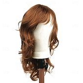 cheap Older Wigs-Silver Grey Wigs for Women, Shoulder Length Wavy Hair with Side Bangs, Natural Looking Heat Resistant Synthetic Wig for Daily Wear, Party